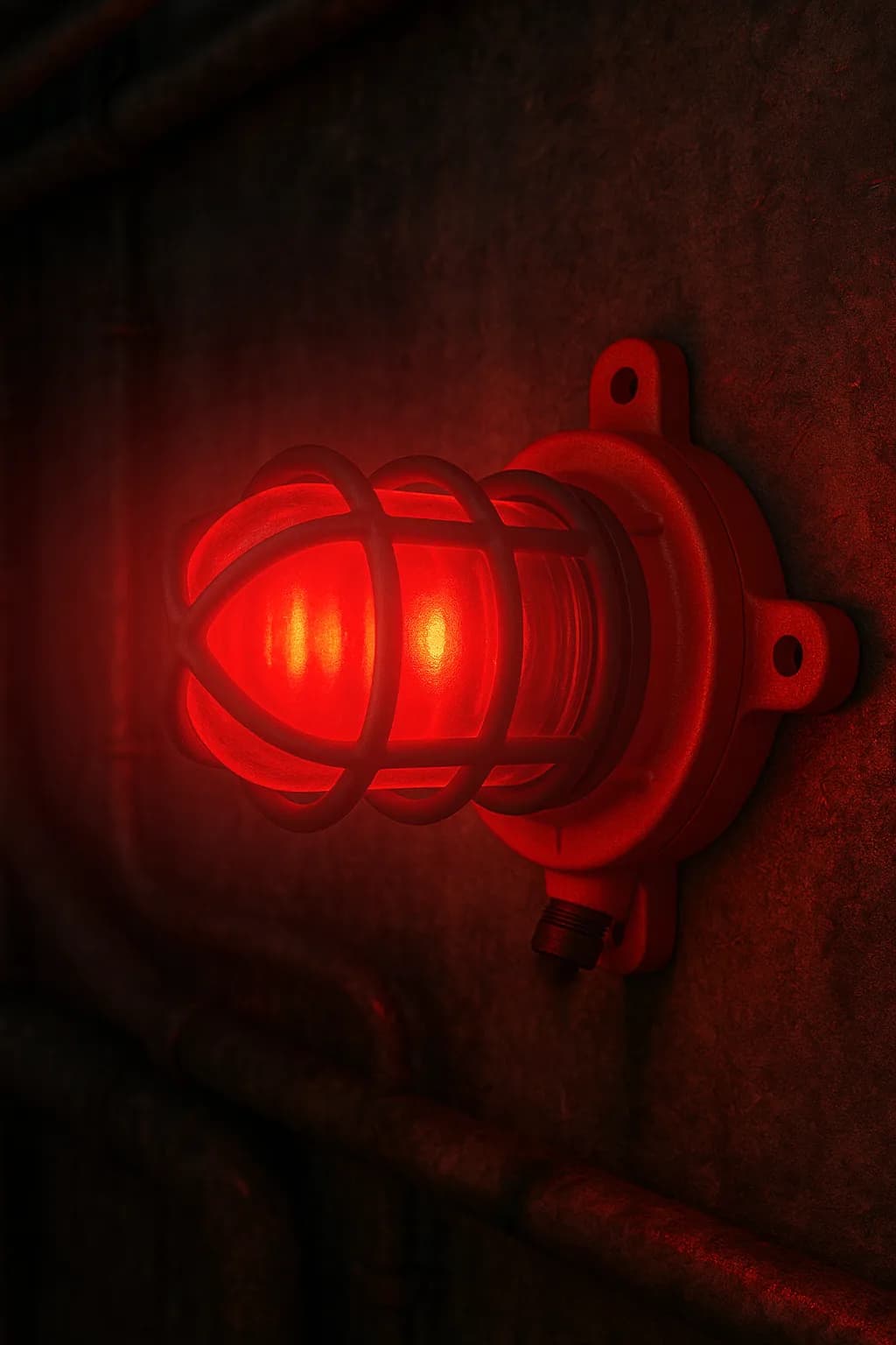 Sinalizador visual BTK-SZ705 com luz vermelha de alta intensidade montado em galpão industrial