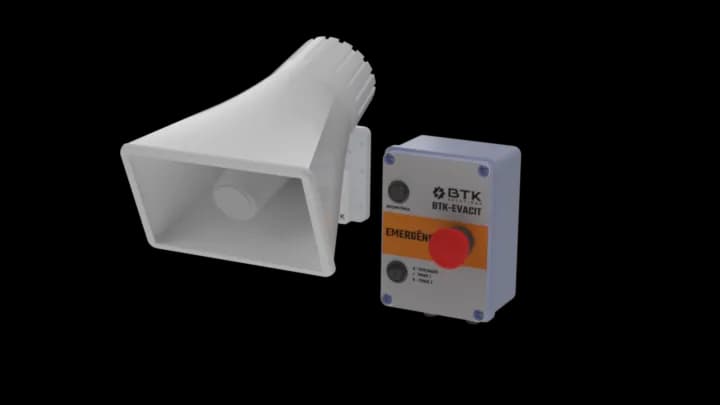 Visualização superior do kit de alarme BTK-EVACIT