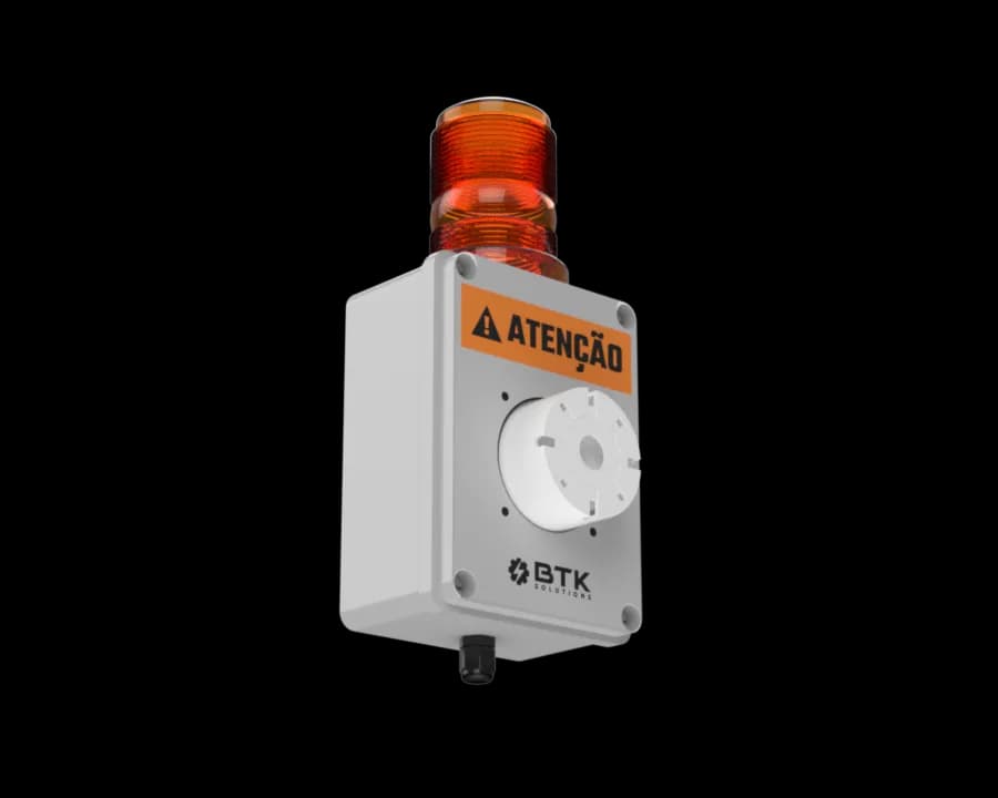 Modelo de Sinalizador Audiovisual com led na cor ambar e alarme de longo alcance