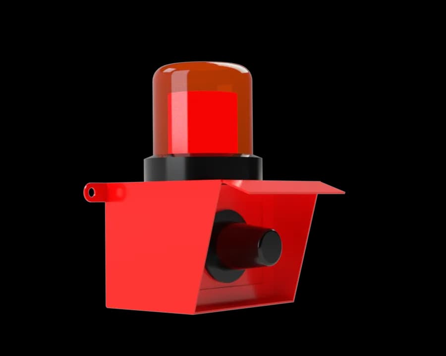 Visualização lateral do sinalizador audiovisual para área de risco BTK-SRZGDR1